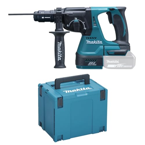 Makita Akku-Kombihammer für SDS-Plus 18 V im Makpac ohne Akku/Ladegerät DHR243ZJ, Schwarz, Blau von Makita