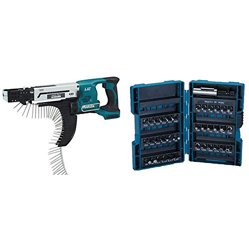 Makita Akku-Magazinschrauber (18 V, ohne Akku, ohne Ladegerät) DFR750Z + Makita B-28606 Bit-Set (37tlg) von Makita