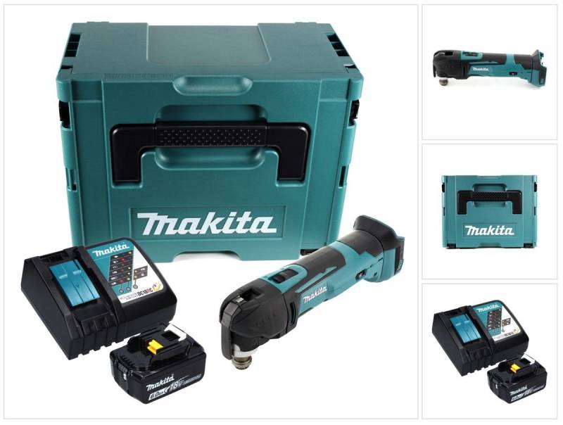 Makita Akku-Multifunktionswerkzeug DTM 51 RG1J Akku Oszillierer 18 V + 1x Akku 6,0 Ah + Ladegerät + Makp von Makita