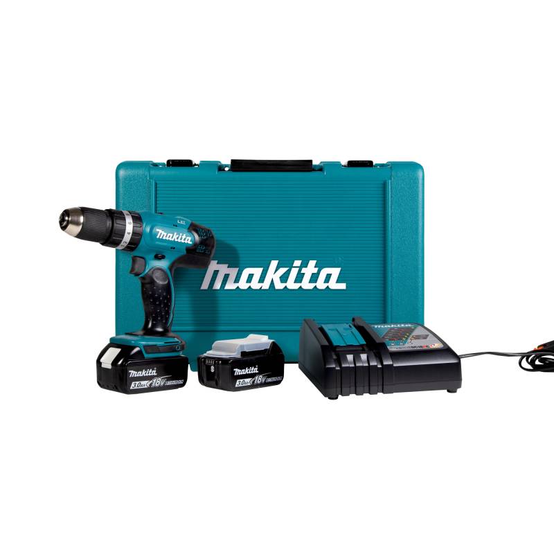 Makita Akku-Schlagbohrschrauber Set '18V/3,0 AH-DHP453RFE' blau-schwarz von Makita