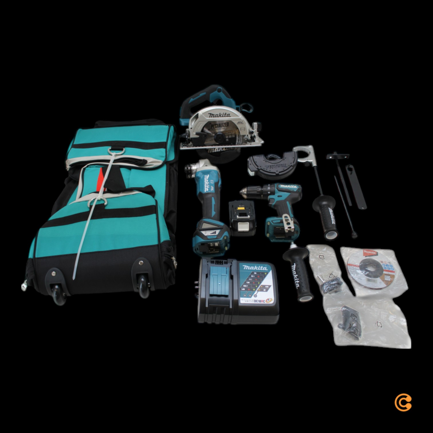 Makita Akku Spezialset Dlx5067 Tx1 Schlagbohrschrauber Winkelschleifer Siehe Text B-Ware von Makita