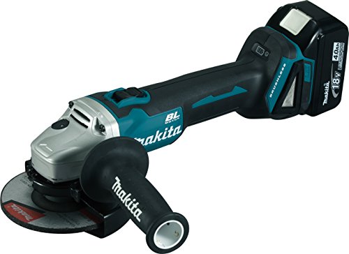 Makita Akku-Winkelschleifer 18 V / 4,0 Ah im MAKPAC inklusive 2 Akkus und Ladegerät, Blau, Silber, 9,5x160 mm, DGA504RMJ von Makita