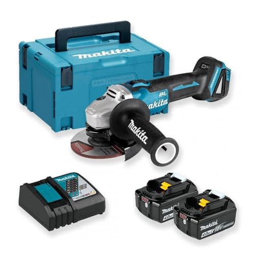 Makita Akku-Winkelschleifer 18 V / 4,0 Ah im MAKPAC inklusive 2 Akkus und Ladegerät, Blau, Silber, 9,5x160 mm, DGA504RMJ Makita Akku-Winkelschleifer 18 V / 4,0 Ah im MAKPAC inklusive 2 Akkus und Ladegerät, Blau, Silber, 9,5x160 mm, DGA504RMJ von Makita