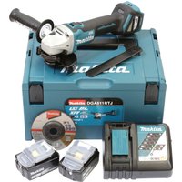 Makita Akku-Winkelschleifer "DGA511RTJ" Set, inkl. Akku, Ladegerät, Aufbewahrungskoffer und weiterem Zubehör von Makita