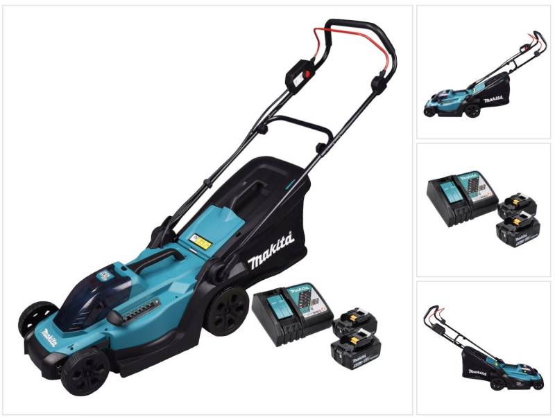 Makita Akkurasenmäher DLM 330 RT2 Akku Rasenmäher 18 V 33 cm 30 l + 2x Akku 5,0 Ah + Ladege von Makita