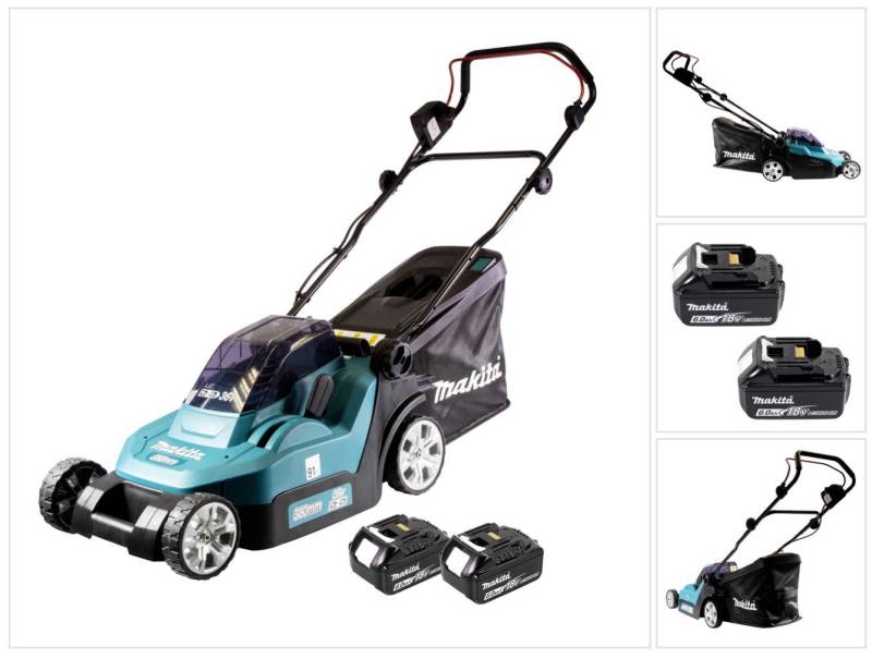 Makita Akkurasenmäher DLM 382 G2 Akku Rasenmäher 36 V (2x 18 V) 38 cm 40 l + 2x Akku 6,0 von Makita