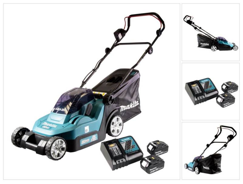Makita Akkurasenmäher DLM 382 RG2 Akku Rasenmäher 36 V (2x 18 V) 38 cm 40 l + 2x Akku 6,0 von Makita