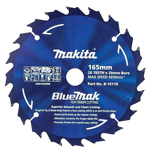 Makita B-15110 Bluemak Hartmetallbestücktes Sägeblatt, 20T, 165 mm Durchmesser von Makita