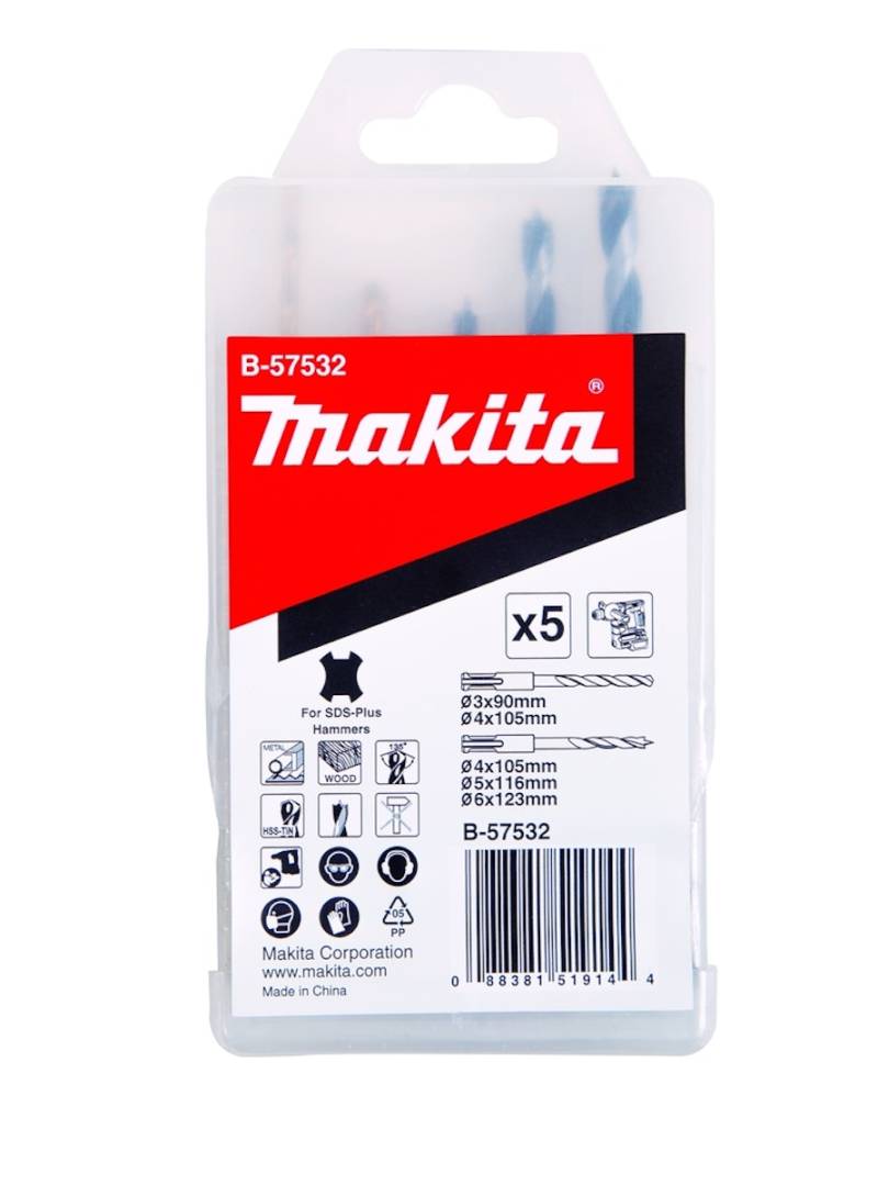 Makita Bohrerset Holz/Metall 5tlgSDS+ B-57532 von Makita