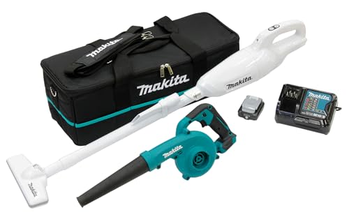 Makita CLX245SAX1 Akku-Kombi-Kit 12V max. (UB100DZ + CL108FDZW) 12V max. / 2,0 Ah, 1 Akku + Ladegerät in Transporttasche, Petrol/Weiß von Makita