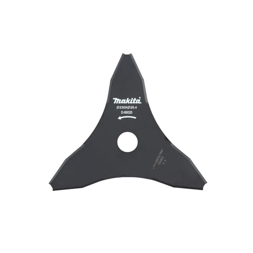 Makita D-66020 3-Zahn-Schlagmesser 230 mm, Aufnahme 25,4 mm, Dickichtmesser aus Stahl, für bspw. verastete Sträucher, dünne Gehölzpflanzen, krautige Gräser, passend für Sensen und Freischneider von Makita