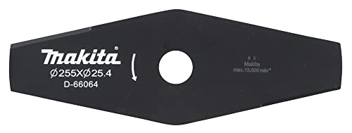 Makita D-66064 2-Zahn-Schlagmesser 255 mm, Aufnahme 25,4 mm, Grassschneideblatt aus Stahl, für bspw. starke, trockene Gräser und Unkraut, passend für Sensen und Freischneider von Makita