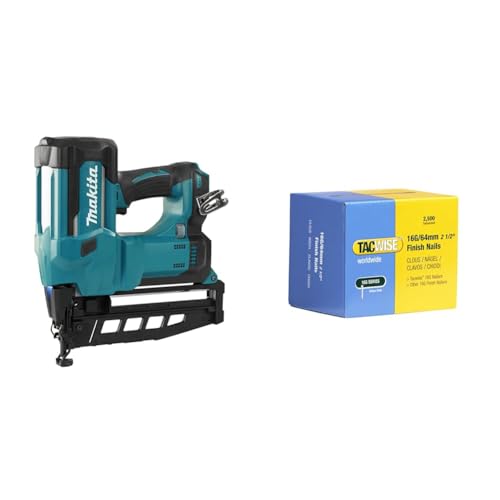 Makita DBN600Z Akku-Stauchkopfnagler 64 mm 18 V (ohne Akku, ohne Ladegerät) & Tacwise 0301 Typ 16G/64 mm Nägel, 2.500 Stück von Makita