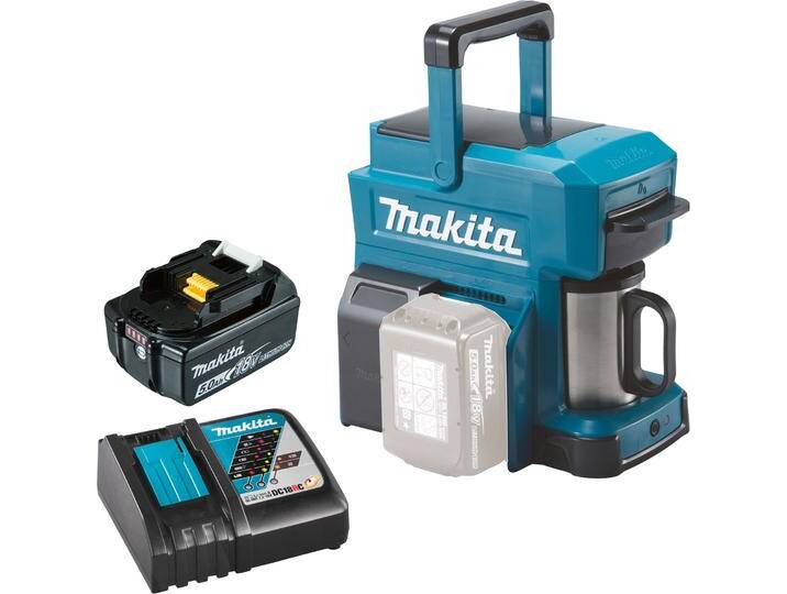 Makita DCM 501 RT Kaffeemaschine Akku betrieben, tragbar + 1x 5,0 Ah Akku & LadegerÃ¤t, Kapselmaschine von Makita