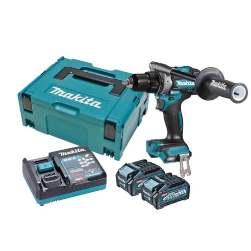 Makita DF001GM201 Bohrschrauber 13 mm Brushless XGT + 2 Akkus 40 V max 4 Ah Li-Ion BL4040 + Ladegerät DC40RA + Makpac, Blue/Black von Makita