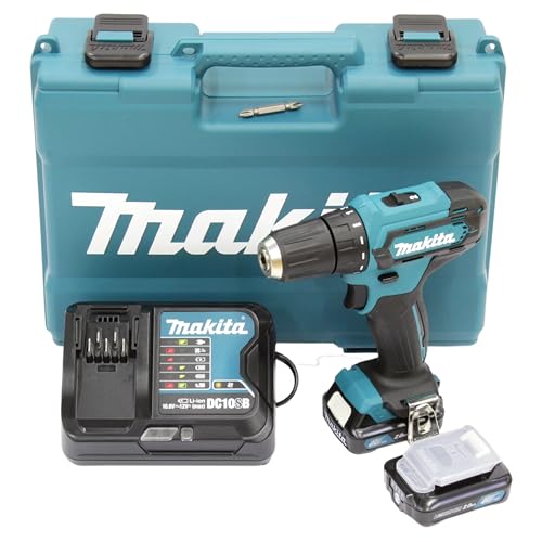 Makita DF333DSAE Akku-Bohrschrauber 12 V max. / 2,0 Ah, 2 Akkus + Ladegerät im Transportkoffer, Schwarz, Blau von Makita