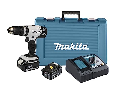 Makita DHP453RFEW Akku-Schlagbohrschrauber 18V / 3,0 Ah, 2 Akkus + Ladegerät im Transportkoffer in Weiß von Makita