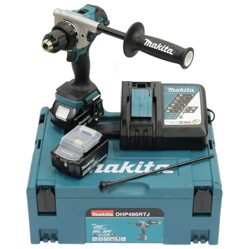 Makita DHP486RTJ Akku-Schlagbohrschrauber 18V / 5,0 Ah, 2 Akkus + Ladegerät im MAKPAC Petrol von Makita