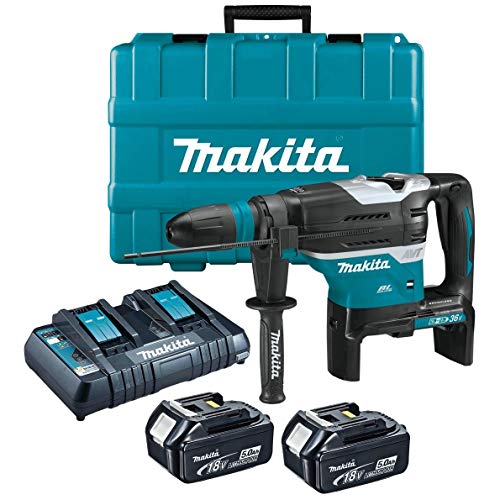 Makita DHR400PT2U DHR400PT2U-Kombihammer BL 18 Vx2 LXT 40 mm SDS-MAX 5 Ah 2 bat. AVT AWS, 12 V, Schwarz von Makita