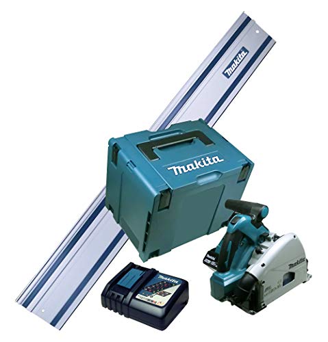 Makita DSP 600 Tauchsäge 2 Akku 5 Ah und Ladegerät im Makpac + Führungsschiene von Makita