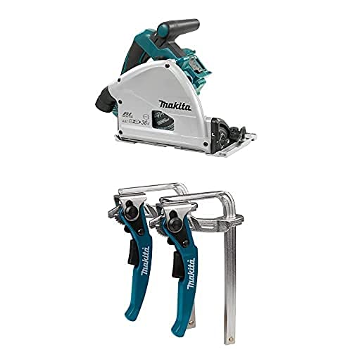 Makita DSP600ZJ Akku-Tauchsäge 56mm 2x18V (ohne Akku, ohne Ladegerät) im MAKPAC + Klemmzwingen Set 2stk. von Makita