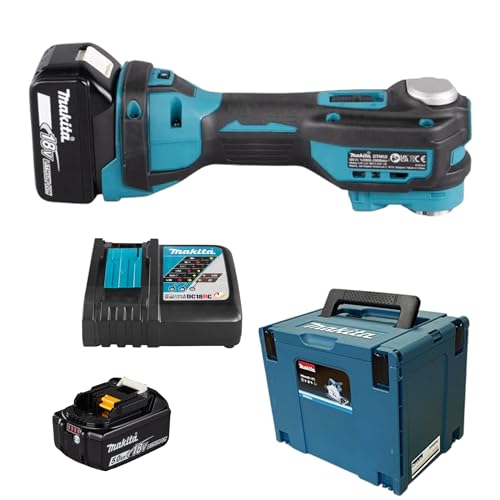 Makita DTM52T1JX2 Akku-Multifunktionswerkzeug 18V / 5,0 Ah, 1 Akku + Ladegerät + 44-teiliges Zubehör-Set im MAKPAC, Petrol von Makita