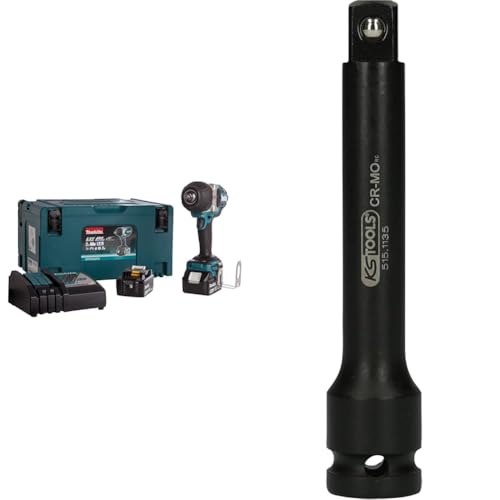 Makita DTW1002RTJ Akku-Schlagschrauber 18 V / 5,0 Ah, 2 Akkus + Ladegerät im MAKPAC & KS Tools 515.1135 1/2" Kraft-Verlängerung, 125mm Makita DTW1002RTJ Akku-Schlagschrauber 18 V / 5,0 Ah, 2 Akkus + Ladegerät im MAKPAC & KS Tools 515.1135 1/2" Kraft-Verlängerung, 125mm von Makita