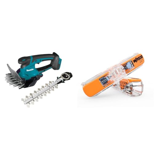 Makita DUM604ZX Akku-Grasschere 18V (ohne Akku, ohne Ladegerät) & WAGO Klemme, 2-Leiter, 4 mm², Durchgangsverbinder mit Hebel, Transparent, 221-2411 (60 Stück) von Makita