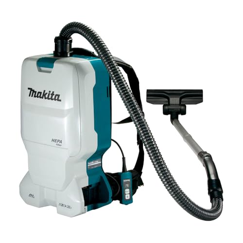 Makita DVC660Z, Rucksackstaubsauger 2x18 V (ohne Akku, ohne Ladegerät), Türkis, 6 liters von Makita