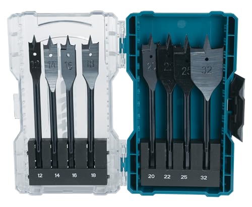 Makita E-08698 Flachfräsbohrer-Set 8-teilig in Aufbewahrungsbox, für Holz, Ø 12-32 mm, 150 mm lang, 1/4"-Sechskantaufnahme Makita E-08698 Flachfräsbohrer-Set 8-teilig in Aufbewahrungsbox, für Holz, Ø 12-32 mm, 150 mm lang, 1/4"-Sechskantaufnahme von Makita