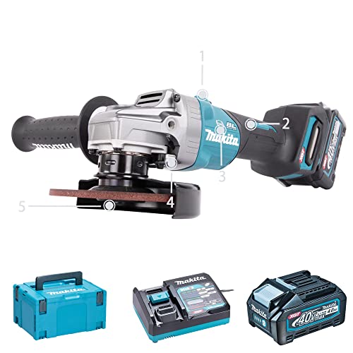 Makita GA023GM201 Akku-Winkelschleifer 40V max. / 4,0 Ah, 2 Akkus + Ladegerät im MAKPAC von Makita