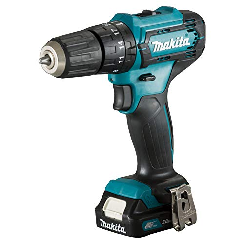 Makita HP 333 DWAE Akku Schlagbohrschrauber 12 V 30 Nm + 2x Akku 2,0 Ah + Ladegerät + Koffer HP333DWAE Blau, Schwarz, Grau von Makita