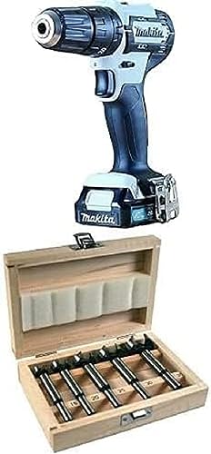 Makita HP333DSAW Akku-Schlagbohrschrauber 12V max. in weiß / 2,0 Ah, 1 Akku + Ladegerät in Transportkoffer + Forstnerbohrer Set 5St. von Makita