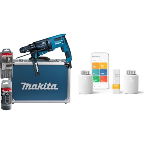 Makita HR2631FT13 Kombihammer für SDS-PLUS 26 mm im Alukoffer & tado° smartes Heizkörperthermostat – Wifi Starter Kit V3+ von Makita