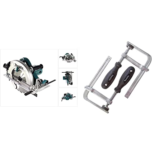Makita HS0600 Handkreissäge 97 mm & 194385-5 Schraubzwinge 1 Paar (2 Stück), Silber, 5 x 160 mm von Makita