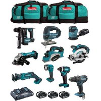 Makita - Kit MK1003 (DHP482+ DTD152+ DHR171+ DGA452+ DJR183+ DBO180+ DJV180+ DSS610+ DML815+ DKP180+ 3x3,0Ah + DC18RD+ 2xLXT600) von Makita