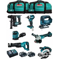 Makita - Kit MK704 (DHR171 + DGA504 + DTD154 + DJR186 + DJV182 + DSS610 + DBO180 + 2 x 5,0 Ah + DC18RC + 2 x LXT600) von Makita