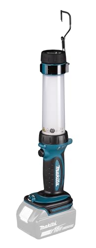 Makita LED-Akku Werkstattleuchte (Arbeitsleuchte ohne Akku, Tiefentladeschutz, Leuchtstärke 2100 / 310 / 280 lx, Lampe mit Softgriff, 360° Ausleuchtung) DEBDML806 von Makita