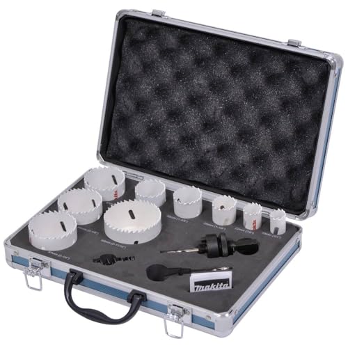 Makita D-47282 BiM-Lochsägen-Set 12-teilig im Alukoffer, Bi-Metall Lochsägen Ø 19-68 mm, Schnitttiefe 38 mm, für Holz, Metall Aluminium, Kunststoff Makita D-47282 BiM-Lochsägen-Set 12-teilig im Alukoffer, Bi-Metall Lochsägen Ø 19-68 mm, Schnitttiefe 38 mm, für Holz, Metall Aluminium, Kunststoff von Makita