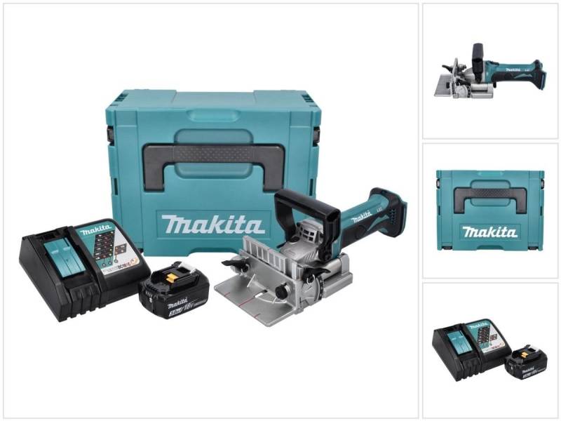 Makita Nutfräse DPJ 180 RF1J Akku Nutfräse 18 V 100 mm + 1x Akku 3,0 Ah + Ladegerät + von Makita