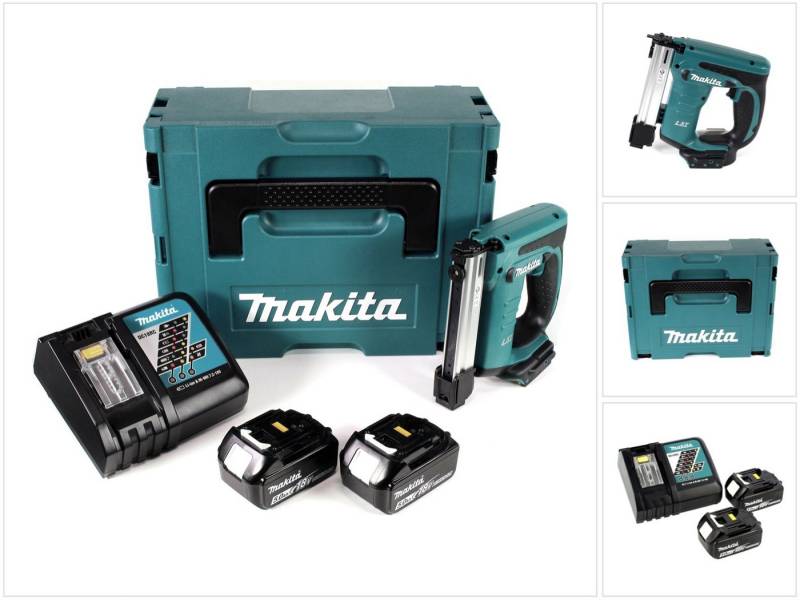 Makita Nagler DST 221 RTJ 18 V Li-ion Akku Tacker im Makpac + 2x BL 1850 B 5,0 Ah A von Makita