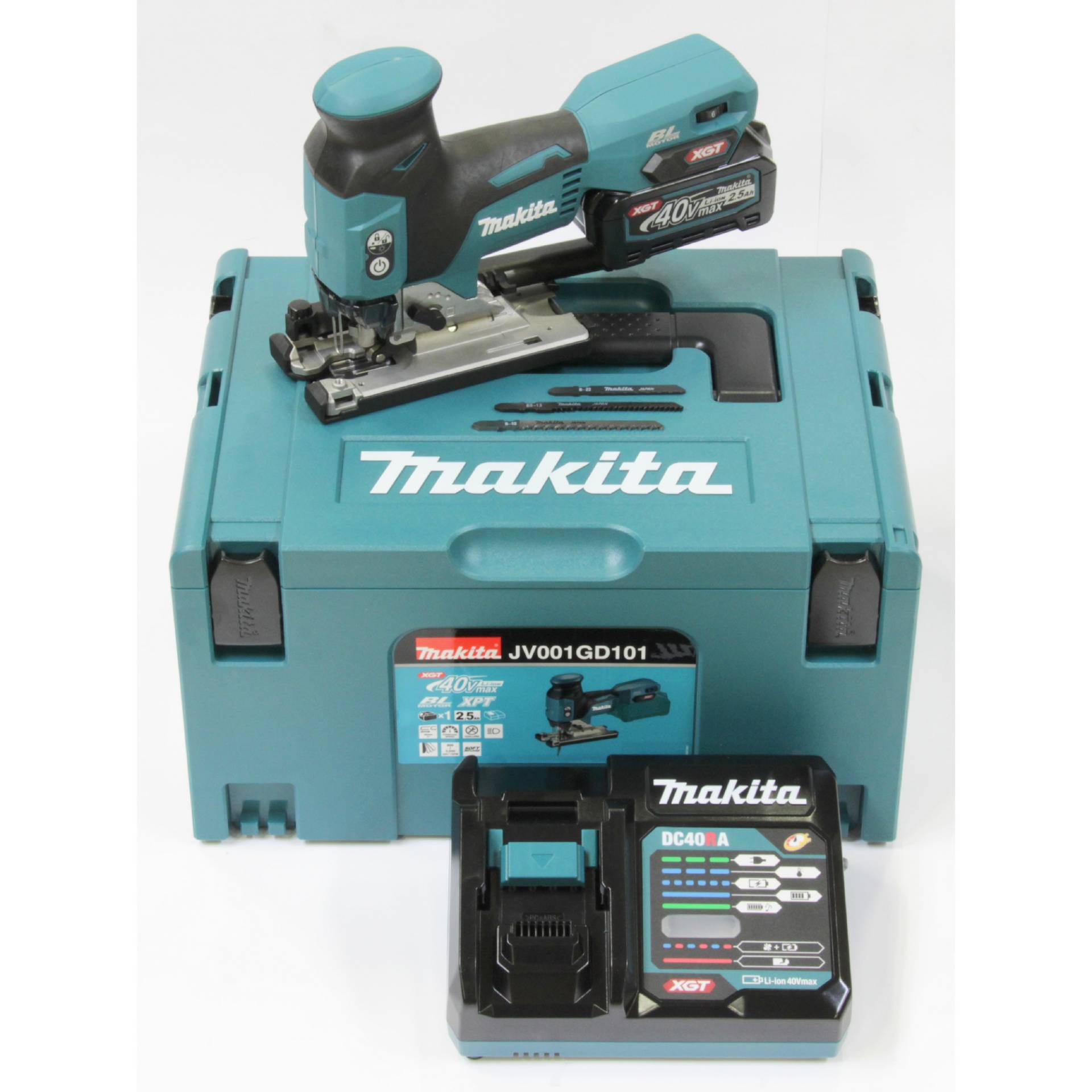 Makita Pendelhubstichsäge 'JV001GD101' 40 V mit Akku 2,5 Ah, Ladegerät und MAKPAC Gr. 3 Makita Pendelhubstichsäge 'JV001GD101' 40 V mit Akku 2,5 Ah, Ladegerät und MAKPAC Gr. 3 von Makita