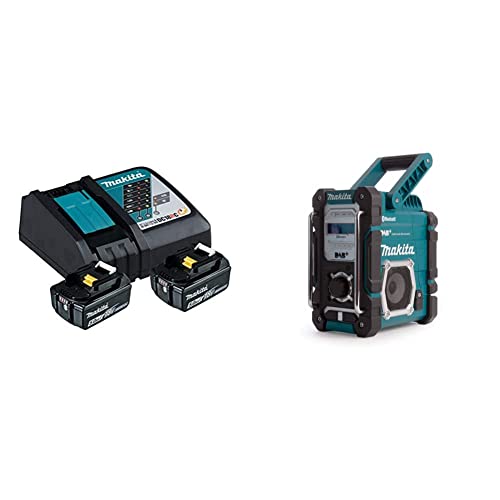 Makita Power Source Kit 197570-9 & DMR112 Akku-Baustellenradio 7,2 V - 18 V mit DAB+ und Bluetooth, türkis Makita Power Source Kit 197570-9 & DMR112 Akku-Baustellenradio 7,2 V - 18 V mit DAB+ und Bluetooth, türkis von Makita