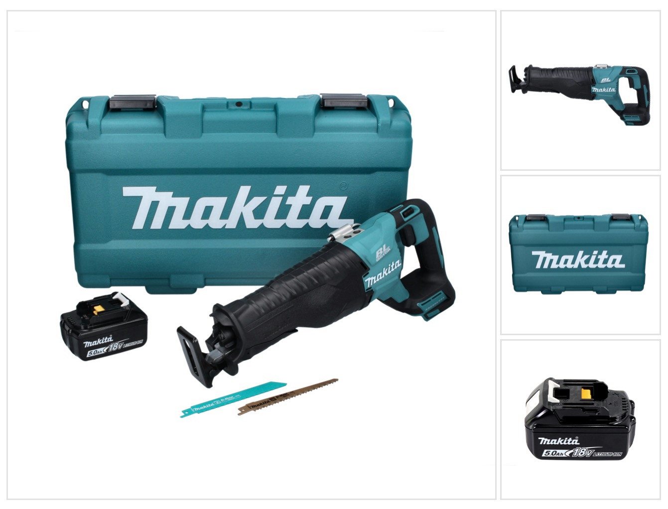 Makita Reciprosäge DJR 187 T1K Akku Reciprosäge 18 V Brushless + 1x Akku 5,0 Ah + Koffer von Makita