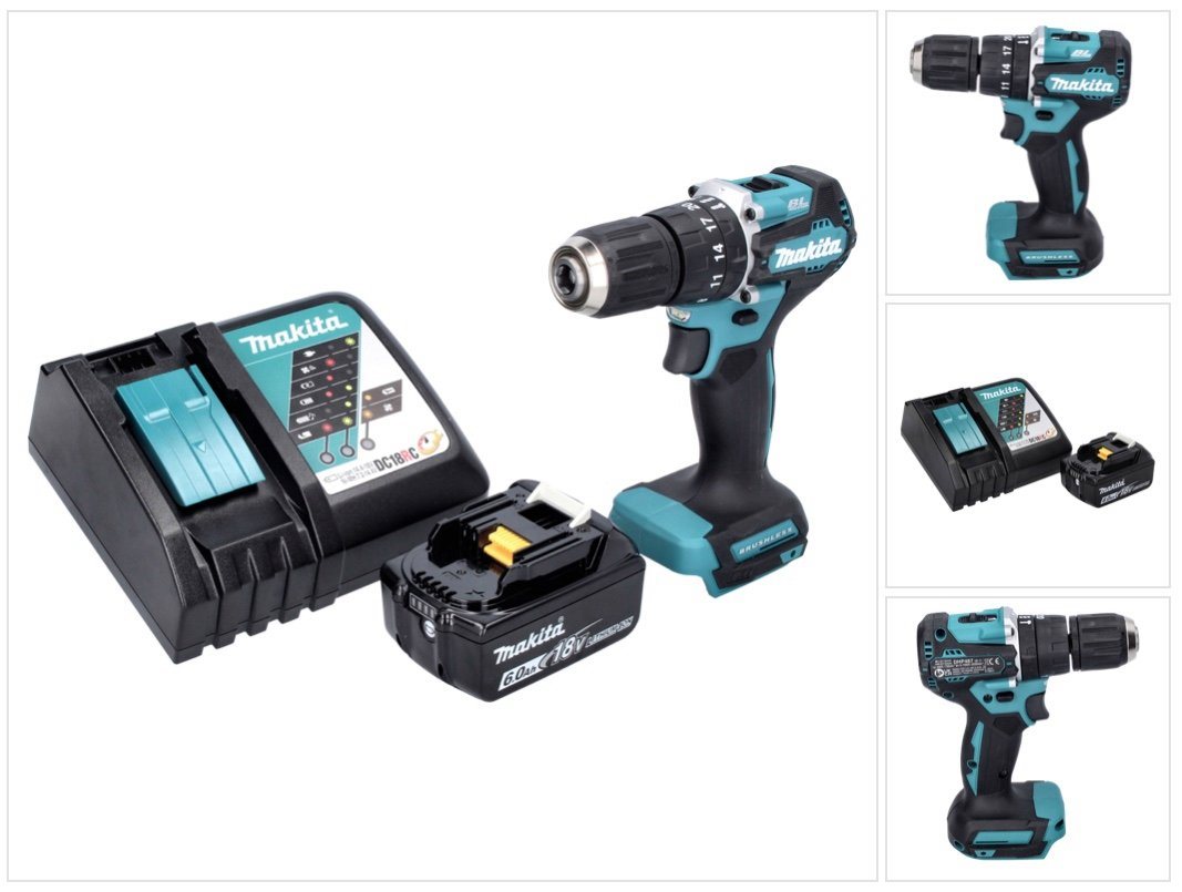 Makita Schlagbohrmaschine DHP 487 RG1 Akku Schlagbohrschrauber 18 V 40 Nm Brushless + 1x Akku 6 von Makita