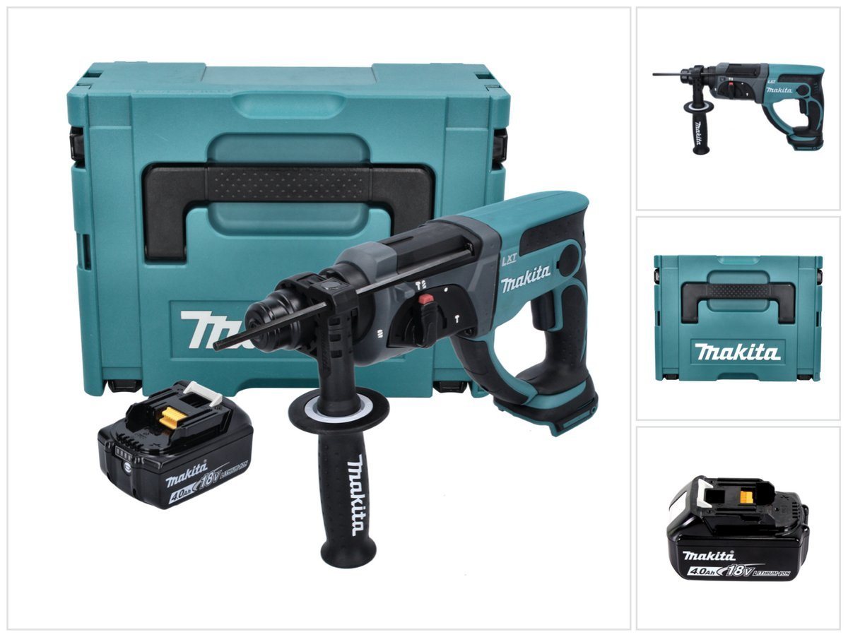 Makita Schlagbohrmaschine DHR 202 M1J Akku Kombihammer 18 V 2,0 J SDS Plus + 1x Akku 4,0 Ah + M von Makita