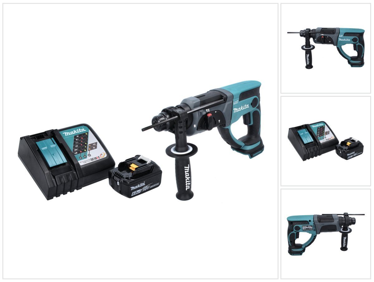 Makita Schlagbohrmaschine DHR 202 RG1 Akku Kombihammer 18 V 2,0 J SDS Plus + 1x Akku 6,0 Ah + L von Makita