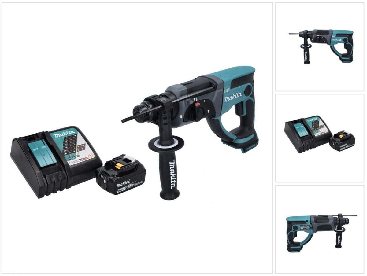 Makita Schlagbohrmaschine DHR 202 RT1 Akku Kombihammer 18 V 2,0 J SDS Plus + 1x Akku 5,0 Ah + L von Makita