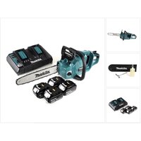 Makita - duc 355 PT4 Akku Kettensäge 36V ( 2x18V ) Brushless 35 cm + 4x 5,0 Ah Akku + Doppelladegerät von Makita