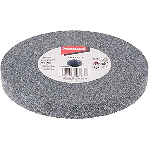 Makita B-51910 Schleifstein A60M 150 x 16 x 12,7 mm, 1 Stück, für die Bearbeitung von Stahl, A60M, EN12413, passend für Doppelschleifbock GB602 von Makita